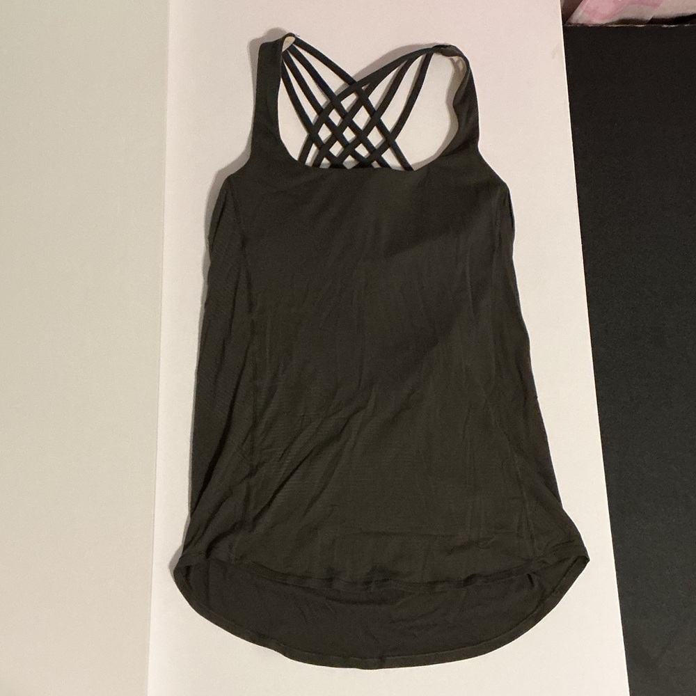 Lululemon Women's Strappy Back Tank Top with built in sports bra- Dark Gray